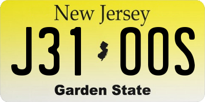NJ license plate J31OOS