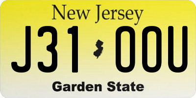NJ license plate J31OOU