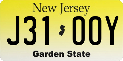 NJ license plate J31OOY