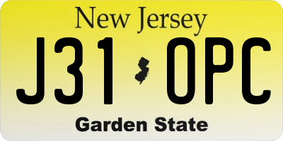 NJ license plate J31OPC