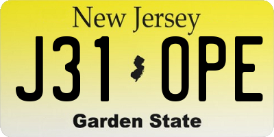 NJ license plate J31OPE