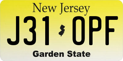 NJ license plate J31OPF