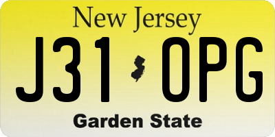 NJ license plate J31OPG