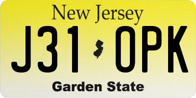 NJ license plate J31OPK