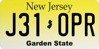 NJ license plate J31OPR