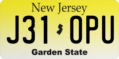 NJ license plate J31OPU