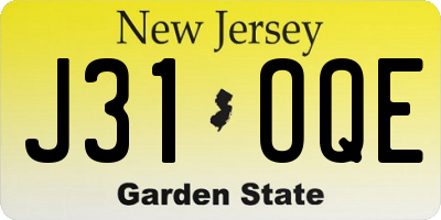 NJ license plate J31OQE