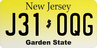 NJ license plate J31OQG
