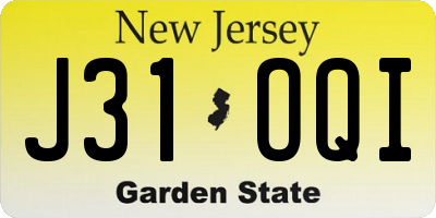 NJ license plate J31OQI