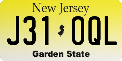 NJ license plate J31OQL