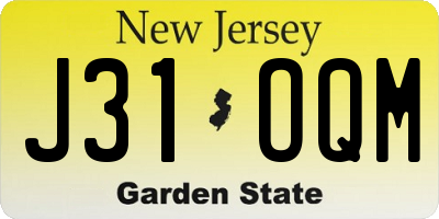 NJ license plate J31OQM