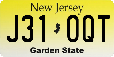 NJ license plate J31OQT