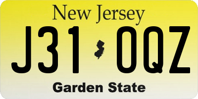 NJ license plate J31OQZ