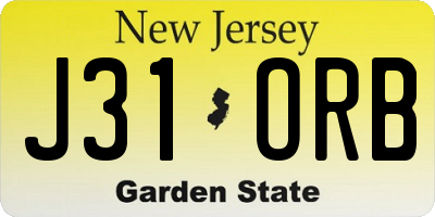 NJ license plate J31ORB