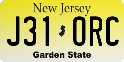 NJ license plate J31ORC