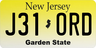 NJ license plate J31ORD