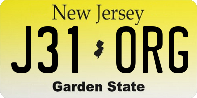 NJ license plate J31ORG