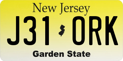 NJ license plate J31ORK
