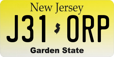 NJ license plate J31ORP