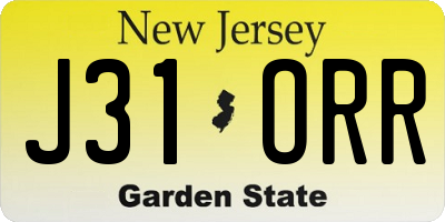 NJ license plate J31ORR
