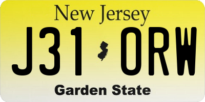NJ license plate J31ORW