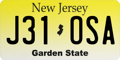 NJ license plate J31OSA