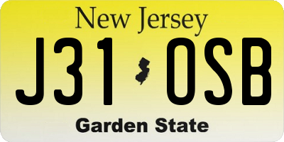 NJ license plate J31OSB