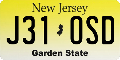 NJ license plate J31OSD