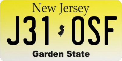 NJ license plate J31OSF