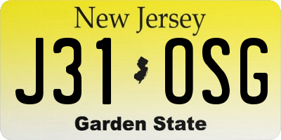 NJ license plate J31OSG