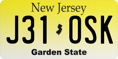 NJ license plate J31OSK