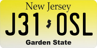 NJ license plate J31OSL