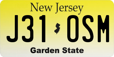 NJ license plate J31OSM