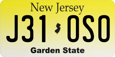 NJ license plate J31OSO