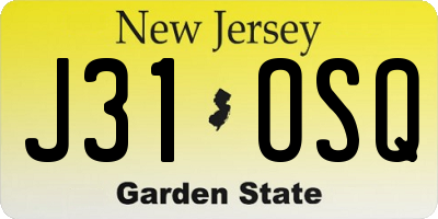 NJ license plate J31OSQ