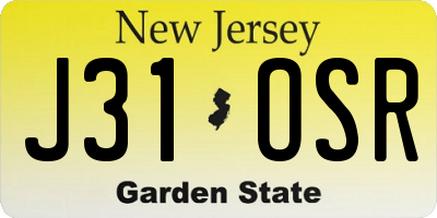 NJ license plate J31OSR