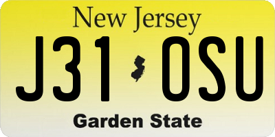 NJ license plate J31OSU