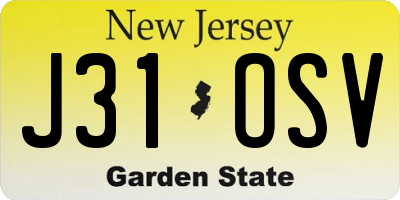 NJ license plate J31OSV