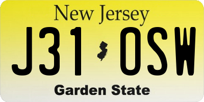 NJ license plate J31OSW