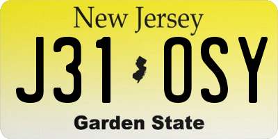 NJ license plate J31OSY
