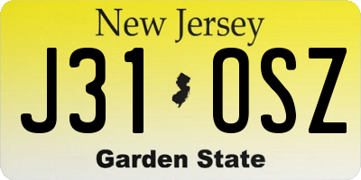 NJ license plate J31OSZ