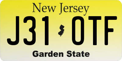 NJ license plate J31OTF