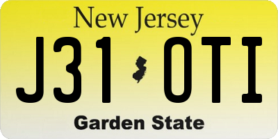 NJ license plate J31OTI