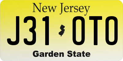 NJ license plate J31OTO