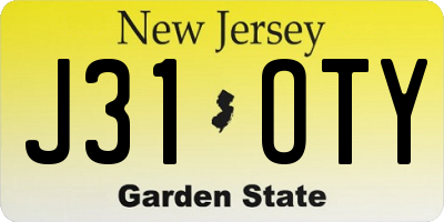 NJ license plate J31OTY