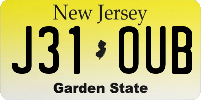 NJ license plate J31OUB