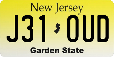 NJ license plate J31OUD