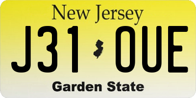 NJ license plate J31OUE