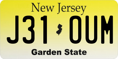 NJ license plate J31OUM
