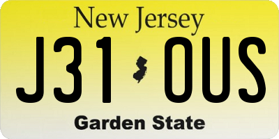 NJ license plate J31OUS